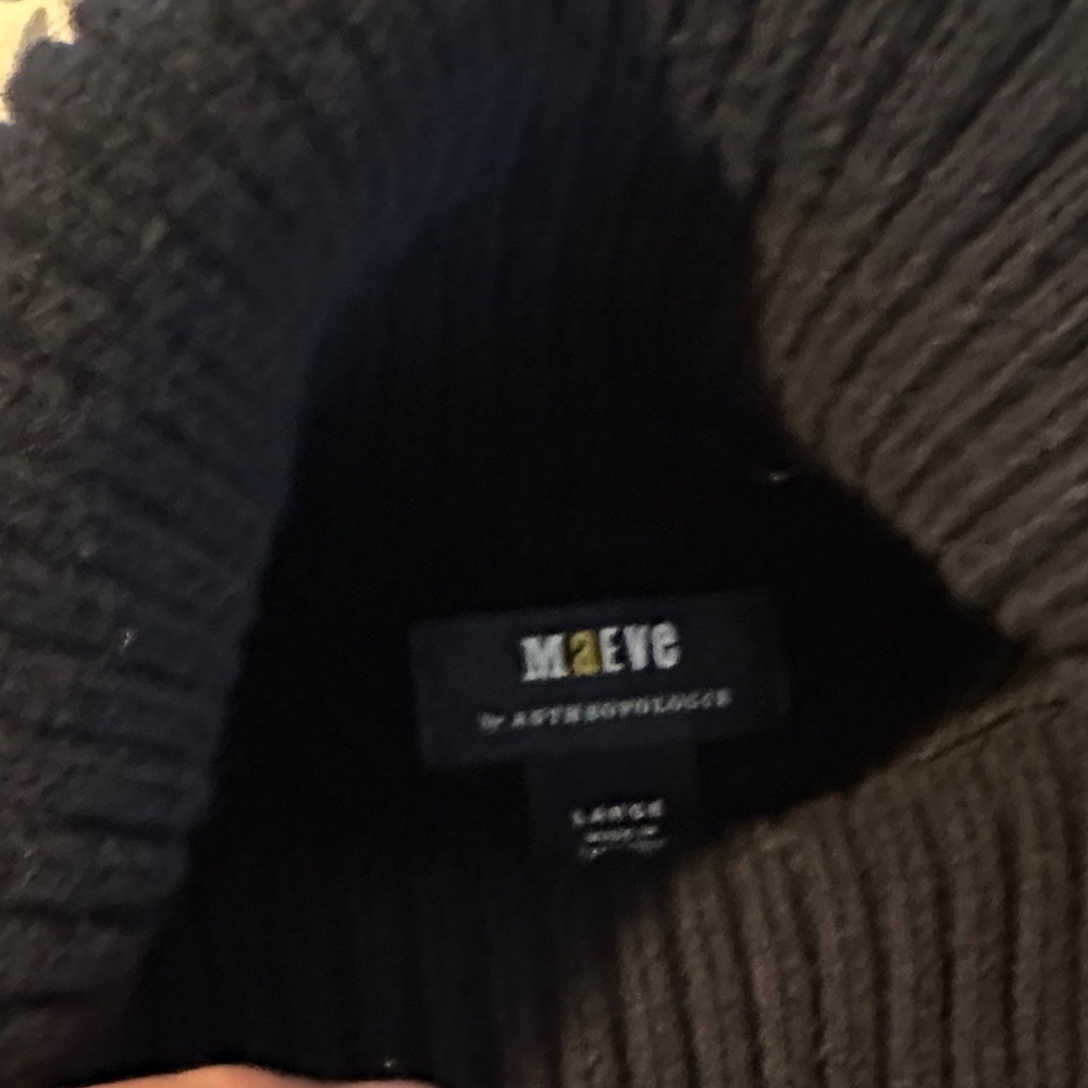 Maeve Black Ribbed Turtleneck Sweater